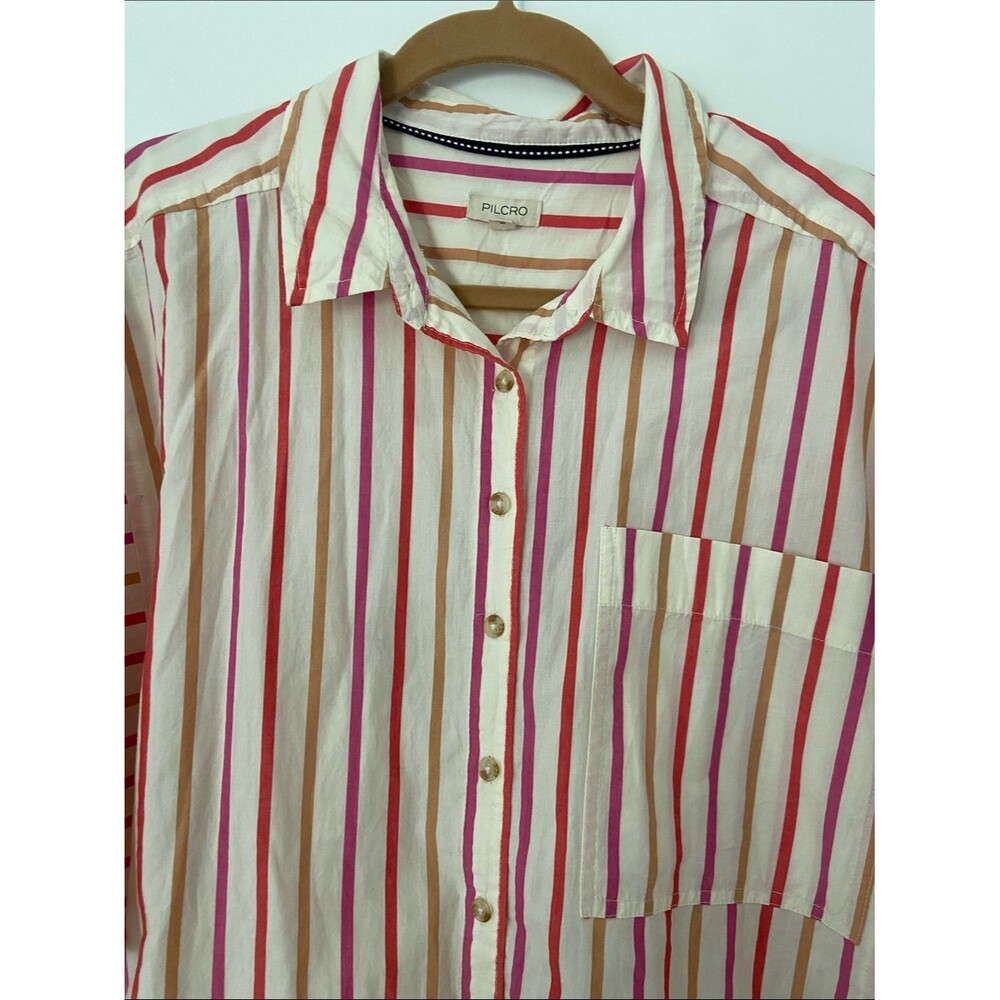 Pilcro Oversized Cream Button down Shirt with Stripes - Picture 5 of 12